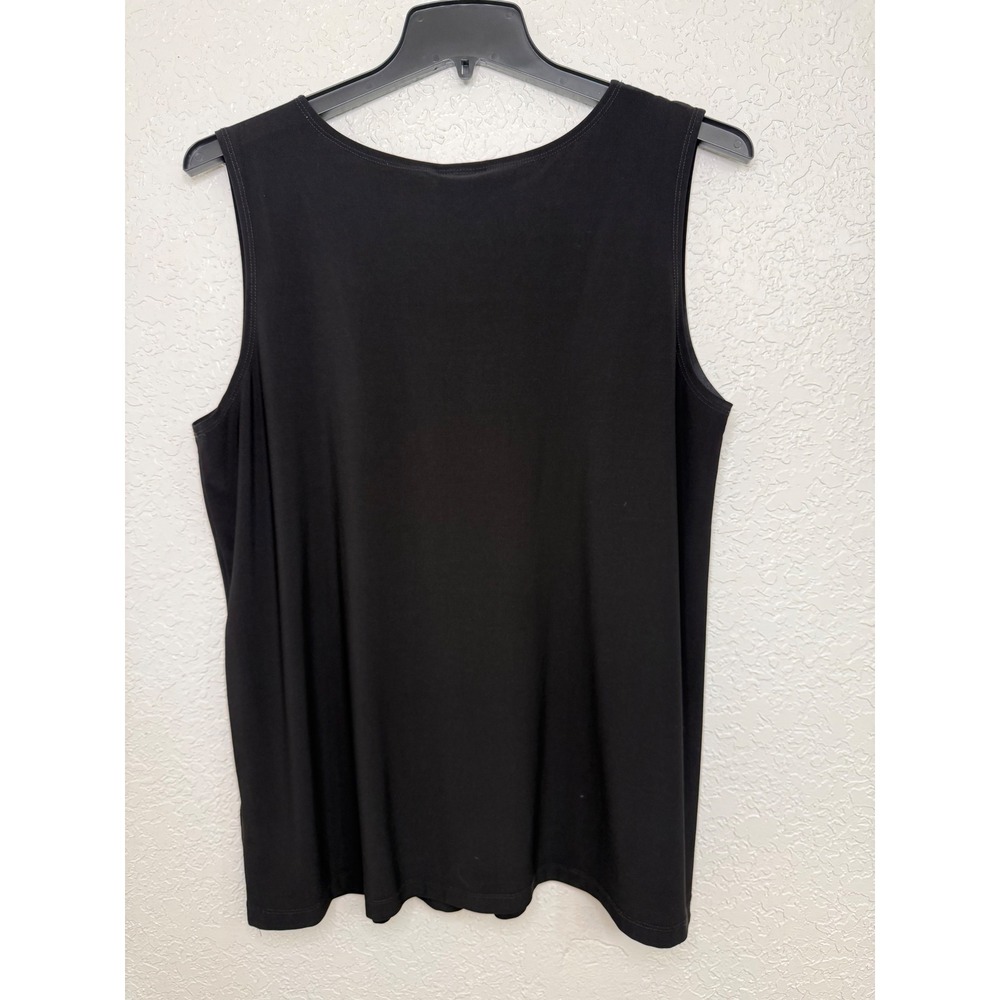 Jaclyn Smith Womens‎ Black Studded Scoop Neck Pleated Tank Top Plus Size 2X